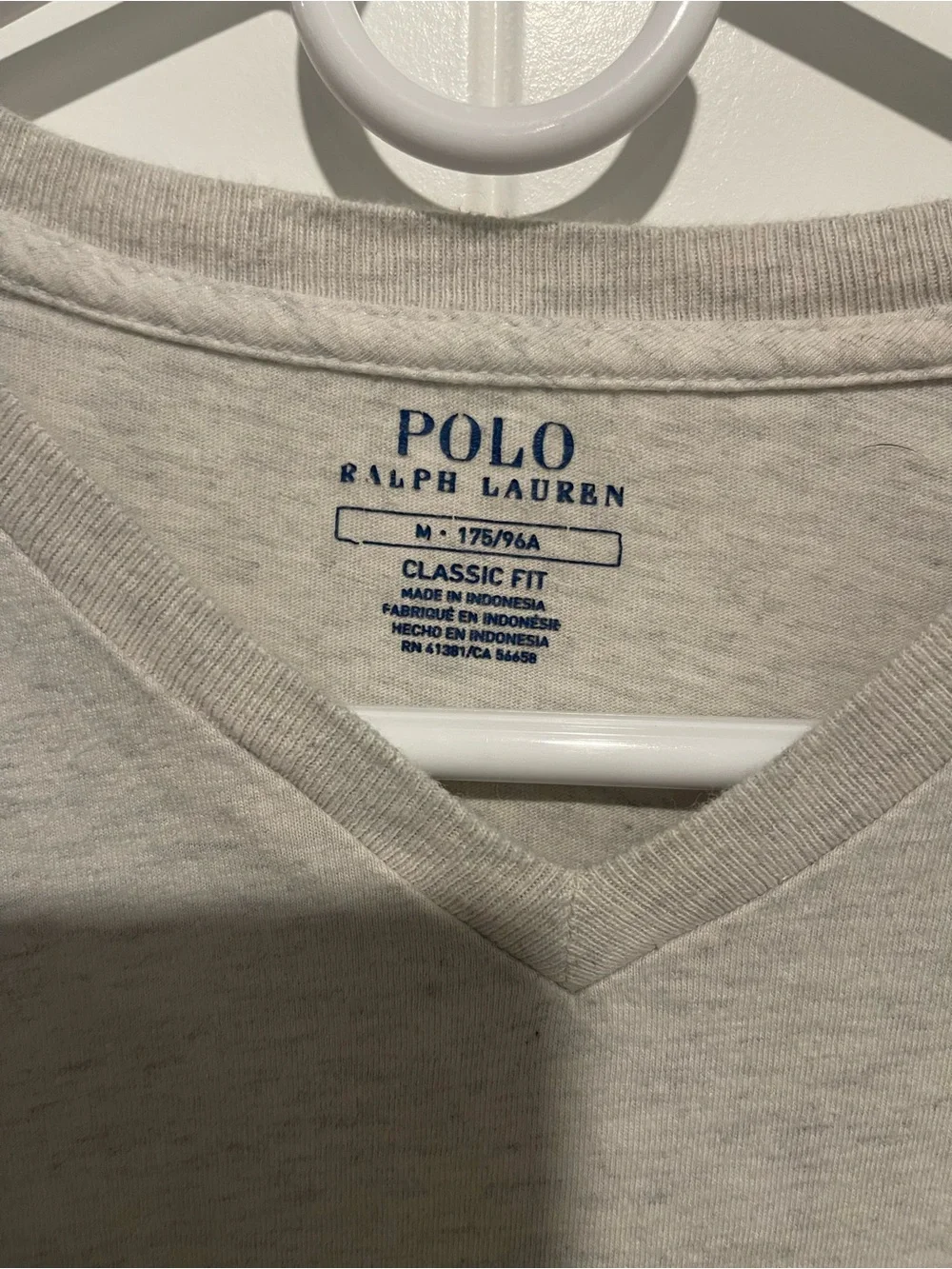 Polo by Ralph Lauren Light Gray V‑Neck Tee with Navy Pony